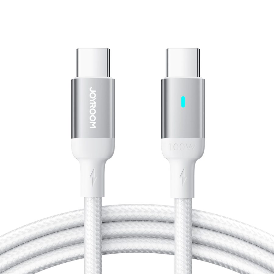 Joyroom Cabo Joyroom 100W Type-C para Type-C 1.2M Trançado Branco